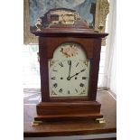 A composite bracket clock, with twin fusee bell striking movement, 46cm high, the movement circa