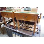 A pair of teak single drawer low occasional tables, 51cm wide.