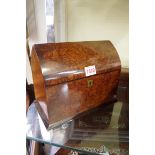 A 19th century burr walnut dome topped casket, 24.5cm wide.