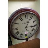 A 19th century mahogany wall clock, the 12in painted dial inscribed 'C Bailey, Emsworth', with