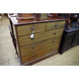 A circa 1900 mahogany and line inlaid chest of drawers, 107cm wide.