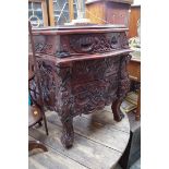 An Eastern carved hardwood chest of drawers, 66cm wide.