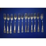 A German .800 set of fish knives and forks, for twelve place settings. Stamped Dux.