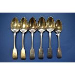 A set of five Victorian Irish silver Old English pattern dessert spoons, by J.S, Lee, Dublin 1845;