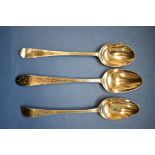 A George lll Irish silver bright cut tablespoon, by John Pittar, Dublin 1789; together with two