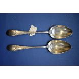 A pair of George lll Irish provincial bright cut silver tablespoons, by Carden Terry, Cork circa