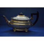 A silver Georgian style teapot, by Mappin & Webb Ltd, Sheffield 1930, 676g all in.