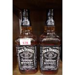 Two 1 litre bottles of Jack Daniels whiskey. (2)