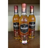 Three 70cl bottles of Glenfiddich 15 year old whisky. (3)