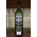 A 1 litre bottle of Glenfiddich 12 year old whisky.