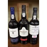 Three 75cl bottles of LBV port, comprising: Warre's 1995, in wood box; Fonseca 1996; and Graham's