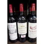 Six 75cl bottles of Grand Vins de Bordeaux, comprising: a 2000 Chateau Le Mas; a 2000 Chevalier