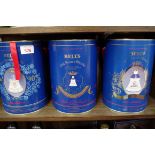 Three 75cl Bells commemorative whisky decanters, comprising: Princess Beatrice; Princess Eugenie;