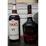 A 1 litre bottle of Tia Maria; together with a 1 litre bottle of Pimm's No.1. (2)