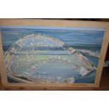 GRAND MARINA: three large original architect's designs in gouache for a grand marina project,