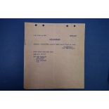 DECLARATION OF WAR ON JAPAN: original naval telegram, typewritten, dated 7/12/41, marked 'Most