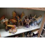 A collection of Danbury Mint, Royal Doulton, Tudor Mint and other similar mythical figure groups,