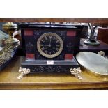 A late 19th century slate and marble mantel clock, 24.5cm high.