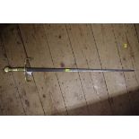 An old brass hilted sword, blade 79cm.