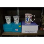 Two Halcyon Days 1977 Silver Jubilee enamel beakers, each boxed and with certificate; together