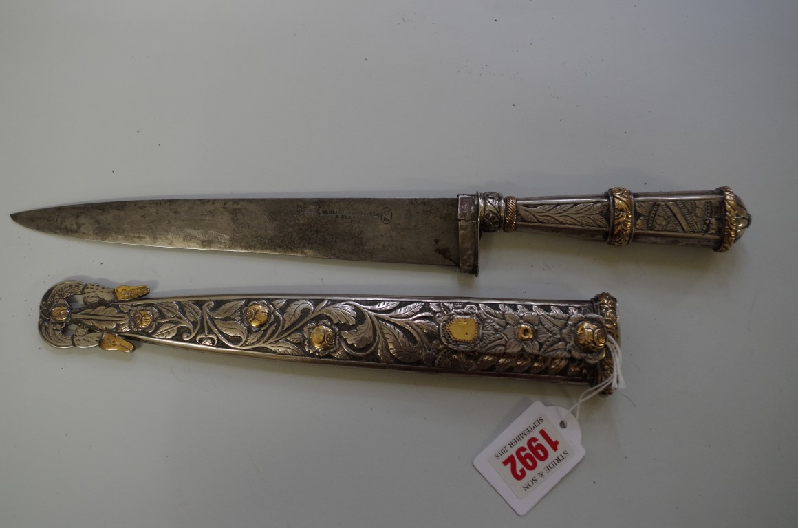 An antique Gaucho hunting knife and sheath, by Scholberg & Joucla Pelotas, Liege, having unmarked - Image 3 of 4