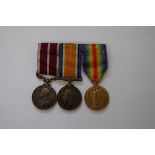 A World War I medal trio, to 1418 Sgt E. Dewhirst, 18th Yorkshire & Lancashire Regiment,