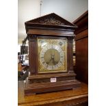 A circa 1900 oak architectural mantel clock, 42cm high.