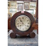 An unusual Victorian clock, the 7in painted circular dial inscribed 'Simpson Benzie, Maker to The