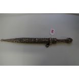 A dagger, in filigree scabbard, with triple fullered blade, blade 28cm.