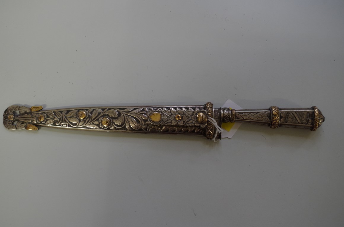 An antique Gaucho hunting knife and sheath, by Scholberg & Joucla Pelotas, Liege, having unmarked