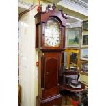 An early 19th century mahogany and ebony strung eight day longcase clock, with 14in arched painted