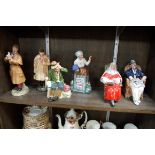 Six Royal Doulton figures, comprising 'The Detective', HN2359; 'The Shepherd', HN1975; 'Owd Willum',