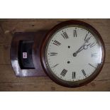 A 19th century drop dial wall clock, with 11in painted circular dial.