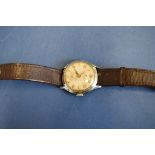 A 1950s Dichi Watch gentlemans mechanical wristwatch, on leather strap.