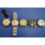 Ten vintage gentleman's wristwatches; to include an A.T.P; a Junghans and a Lanco.