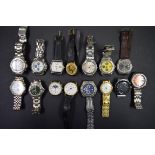 Fifteen various modern gentleman's wristwatches.