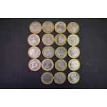 Nineteen various commemorative £2 coins, to include: Shakespeare (Comedy); Robert Burns; Magna