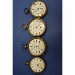 Eight various silver cased pocket watches, (af); together with a silver cased fob watch.
