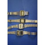 Eight vintage Seiko and Casio gentleman's digital wristwatches, to include a Seiko Silver Wave.