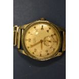 A 1940s Cyma Triplex gentleman's wristwatch, having subsidiary seconds dial, No. 195838, on an