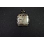 An interesting Art Deco silver pocket watch, having unnamed Swiss movement, the silvered dial