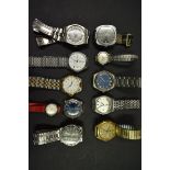 Nine various Tissot gentleman's wristwatches; together with two Tissot ladies wristwatches.
