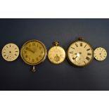 A Longines pocket watch movement; together with four 8 day clocks and sundry watch items.