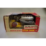 A Meccano steam engine, in remainder of original box.