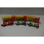 Three Dinky Toys racing cars, comprising: Lotus, No.241; Ferrari, No.242; and BRM, No.243, all