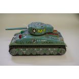 A Made in Japan tinplate Sherman Tank, approx 28cm long.