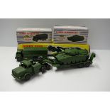 Three boxed Dinky Toys military vehicles, comprising: Tank Transporter, No.660; Centurion Tank, No.