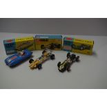 Three Corgi Toys, comprising: Lotus MkII Le Mans Racing Car, No.151A; Cooper Maserati F/1, No.159;