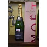 Two bottle of NV champagne, comprising: Moet & Chandon Rose Imperial, in card box; and Lanson
