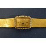 A vintage 18ct gold and diamond Omega ladies manual wind cocktail watch, cal 484, movement number